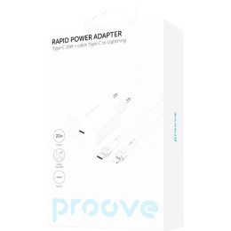 Мережевий зарядний пристрій Proove Rapid 20W (Type-C) + cable Type-C to Lightning White (WCRP20012102)
