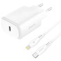 Мережевий зарядний пристрій Proove Silicone Power 2 20W (Type-C) + cable Type-C to Lightning 1m White (WCSP22010002)