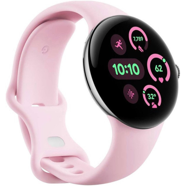Смарт-часы Google Pixel Watch 3 41mm Wi-Fi Polished Silver Aluminum Case/Rose Quartz Active Band