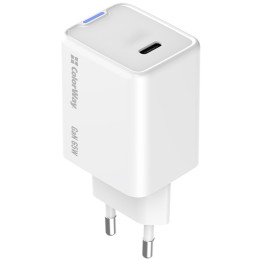 Мережевий зарядний пристрій ColorWay GaN Mini 65W PD Port PPS USB-C White (CW-CHS049PD-WT)