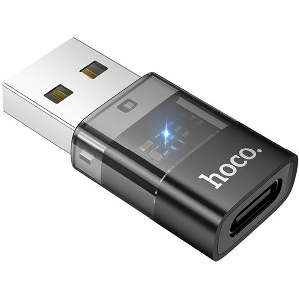 Адаптер Hoco UA36C USB male to Type-C female USB2.0 Black