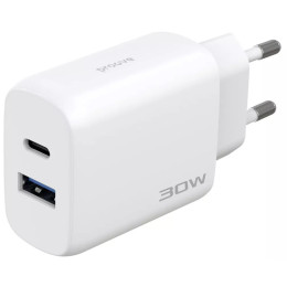 Мережевий зарядний пристрій Proove Silicone Power 2 30W (Type-C + USB) + cable Type-C to Type-C 1m White (WCSP23011002)