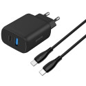 Мережевий зарядний пристрій Proove Silicone Power 2 30W (Type-C + USB) + cable Type-C to Type-C 1m Black (WCSP23011001)
