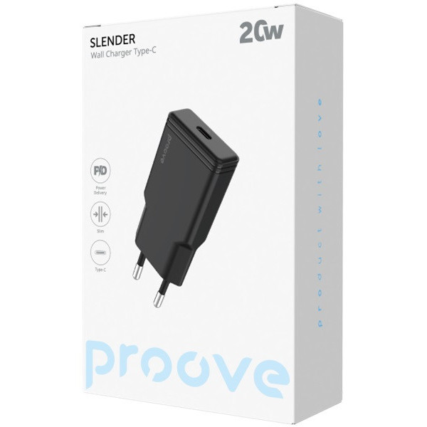 Мережевий зарядний пристрій Proove Slender 20W Type-C Black (WCSS20010001)