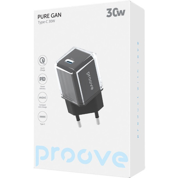 Мережевий зарядний пристрій Proove Pure GaN 30W Type-C Black (WCPU30012201)
