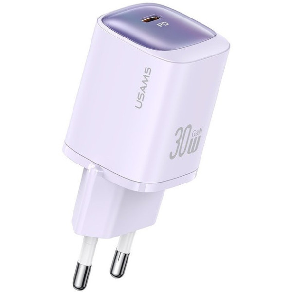 Сетевое зарядное устройство Usams US-CC251 single USB-C PD3.0 30W 3A Purple