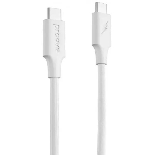 Кабель Proove Striped Silicone Type-C to Type-C 60W 1m White (CCSS60002202)