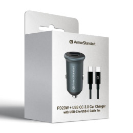 АЗУ ArmorStandart USB Type-C PD20W + USB QC 3.0 Grey + кабель USB-C (ARM82461)