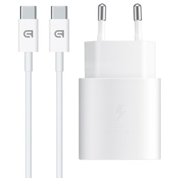 Мережевий зарядний пристрій ArmorStandart AR-TA800W USB-C 25W + cable USB-C to USB-C White (ARM63804)