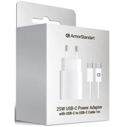 Мережевий зарядний пристрій ArmorStandart AR-TA800W USB-C 25W + cable USB-C to USB-C White (ARM63804) 2