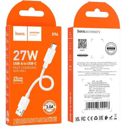 Кабель Hoco X96 Hyper 27W USB to Type-C 0.25m (L-0.25M) White 2