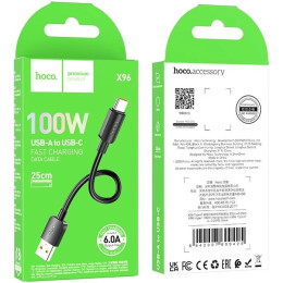 Кабель Hoco X96 Hyper 100W USB to Type-C 0.25m (L-0.25M) Black