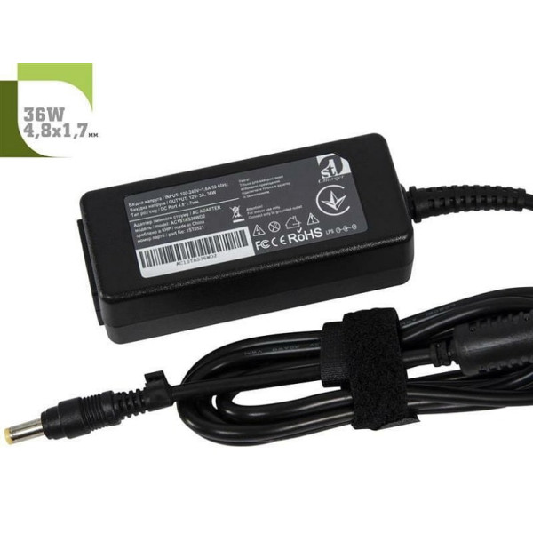 Блок живлення 1StCharger для ноутбука Asus 12V 36W 3A 4.8х1.7мм + каб.жив. (AC1STAS36WD2)
