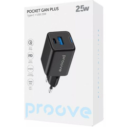 Сетевое зарядное устройство Proove Pocket GaN Plus 25W (Type-C + USB) Black (WCPG25111201) 2