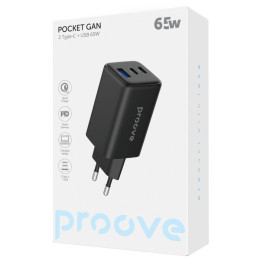 Сетевое зарядное устройство Proove Pocket GaN 65W (2Type-C + USB) Black (WCPG65121201)