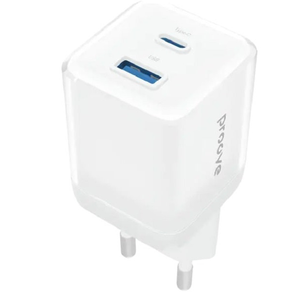Мережевий зарядний пристрій Proove Pure GaN Plus 30W (Type-C + USB) White (WCPU30111202)