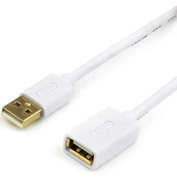 USB удлинитель Atcom USB 2.0 AM/AF 0.8m белый (13424)
