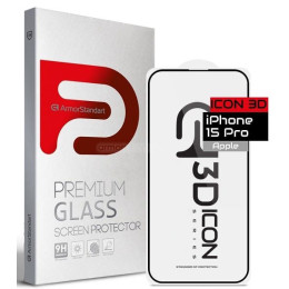Захисне скло ArmorStandart Icon 3D для iPhone 15 Pro Black (ARM68215)