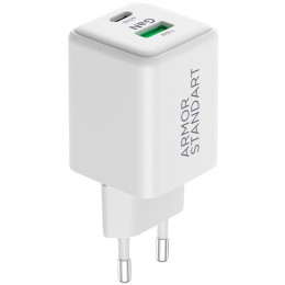 Сетевое зарядное устройство ArmorStandart AR372 45W GaN Type-C + USB White (ARM77550)