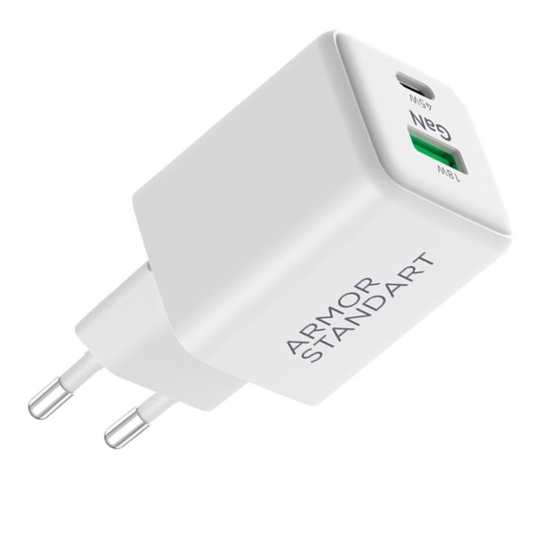 Мережевий зарядний пристрій ArmorStandart AR372 45W GaN Type-C + USB White (ARM77550)