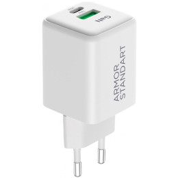 Сетевое зарядное устройство ArmorStandart AR371 30W GaN Type-C + USB White (ARM77549)