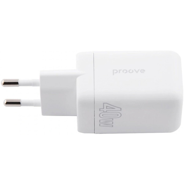 Сетевое зарядное устройство Proove Silicone Power 40W (Type-C + Type-C) White (WCSP4020002)