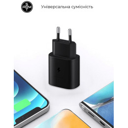 Сетевое зарядное устройство ArmorStandart AR-TA800 USB-C 25W + cable Type-C to Type-C Black (ARM77720)