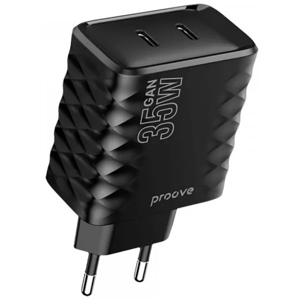 Мережевий зарядний пристрій Proove Speed Surge Gan 35W (Type-C + Type-C) Black (WCSS30020001)