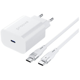 Сетевое зарядное устройство Proove Rapid 30W (Type-C) + cable Type-C to Type-C White (WCRP30012202)
