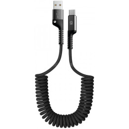 Кабель ArmorStandart AR17 Spiral USB to Type-C 2.4A 1m Black (ARM75390)