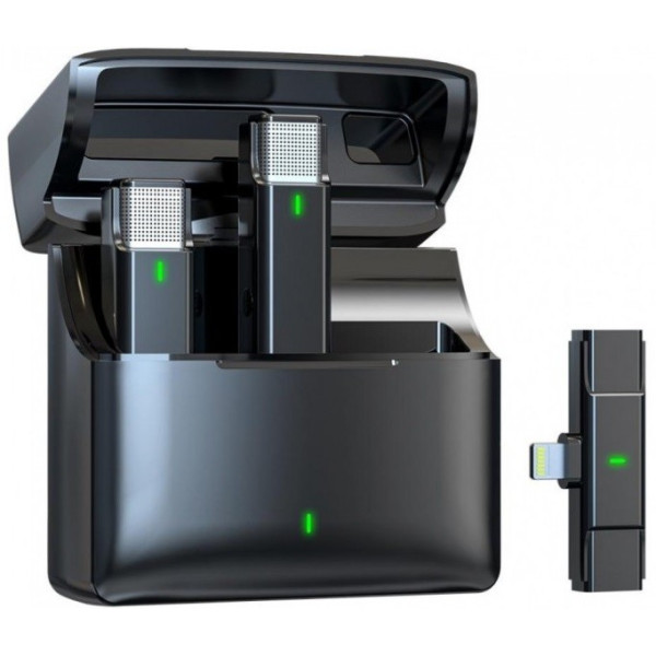 Мікрофон Veron EP033AH2-L бездротовий для телефона Lightning з кейсом зарядки Black