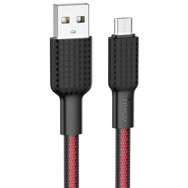 Кабель Hoco X69 Jaeger USB to Micro 2.4A 1m Black&Red