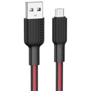 Кабель Hoco X69 Jaeger USB to Micro 2.4A 1m Black&Red