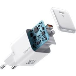Мережевий зарядний пристрій Usams US-CC186 single USB-C PD3.0 30W 3A White