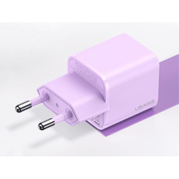 Мережевий зарядний пристрій Usams US-CC186 single USB-C PD3.0 30W 3A Purple