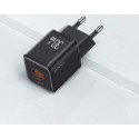 Сетевое зарядное устройство Usams US-CC189 double USB-A/USB-C QC&PD3.0 30W 3A Black