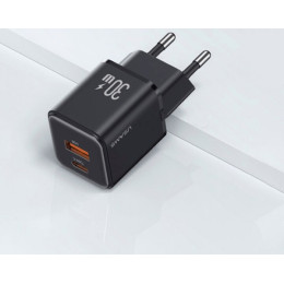 Мережевий зарядний пристрій Usams US-CC189 double USB-A/USB-C QC&PD3.0 30W 3A Black