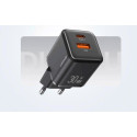 Мережевий зарядний пристрій Usams US-CC189 double USB-A/USB-C QC&PD3.0 30W 3A Black
