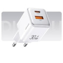 Сетевое зарядное устройство Usams US-CC189 double USB-A/USB-C QC&PD3.0 30W 3A White