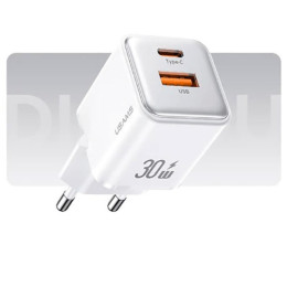 Сетевое зарядное устройство Usams US-CC189 double USB-A/USB-C QC&PD3.0 30W 3A White