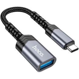 Адаптер Hoco UA24 Type-C male to USB female USB3.0 OTG Metal Gray