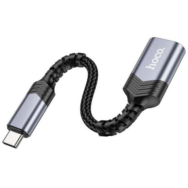 Адаптер Hoco UA24 Type-C male to USB female USB3.0 OTG Metal Gray