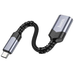 Адаптер Hoco UA24 Type-C male to USB female USB3.0 OTG Metal Gray