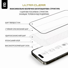 Защитное стекло Lanbi Ultra+ Corning Glass для iPhone 15 Pro Black