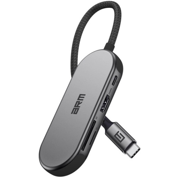 USB HUB ArmorStandart Type-C to HD4K+LAN+PD+2USB+TF/SDcard Gray (ARM69365)