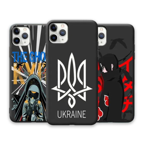 Чорний чохол накладка з різними принтами | Різні моделі смартфонів