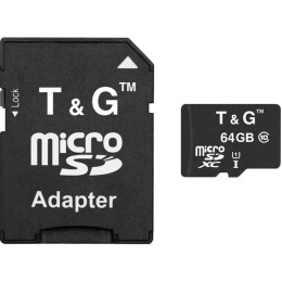 Карта пам'яті T&G microSDXC 64GB UHS-I Class 10 + SD-adapter (TG-64GBSDCL10-01)