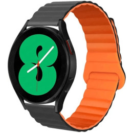 Магнітний ремінець Silicone з кільцем для смарт-годинника Samsung/Amazfit/Huawei (20mm) Black/Orange