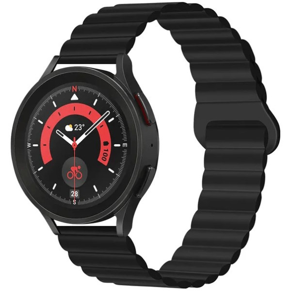 Магнитный ремешок Silicone с кольцом для смарт-часов Samsung/Amazfit/Huawei (20mm) Black