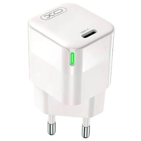 Мережевий зарядний пристрій XO CE06 GaN Lamp Display Single USB-C PD&QC3.0 30W 3A White